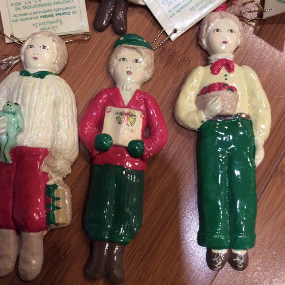 Lot of 8 Charlee McGee Clay Christmas Tree Ornaments 1982 Boys and Girls Holiday - Picture 2 of 7